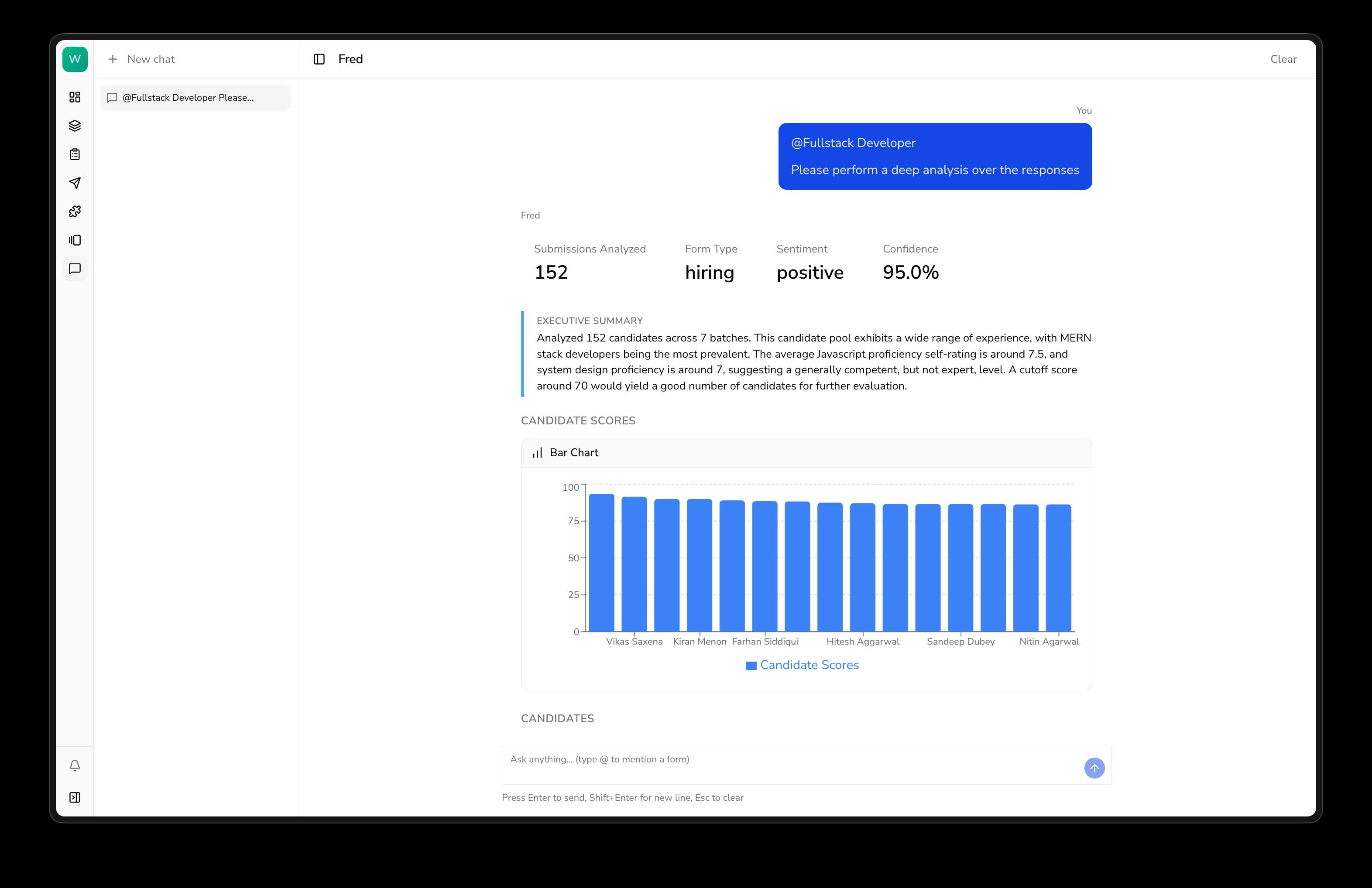 BuildForms AI evaluation for candidate details.